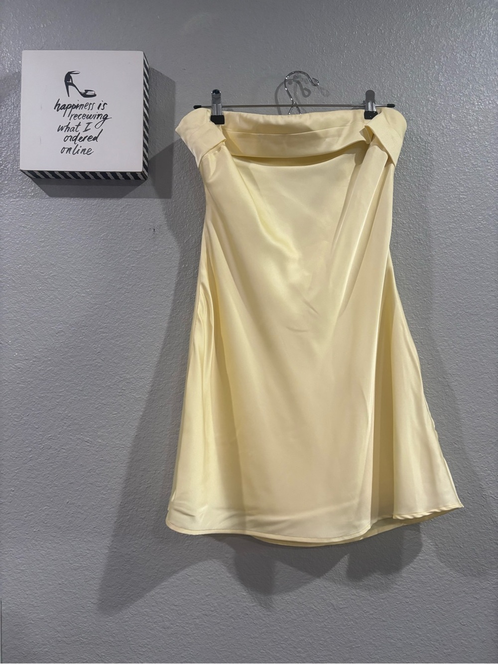 Strapless Satin A-Line Yellow Dress